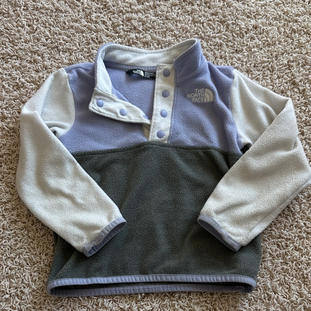 The North Face Kids Colorblock Fleece Pullover - Lavender, Gray, Cream